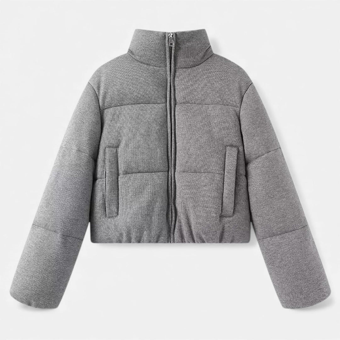 Melina — Moderne kurze gesteppte Winterjacke für Damen mit hohem Kragen, Das Modehaus Luzern