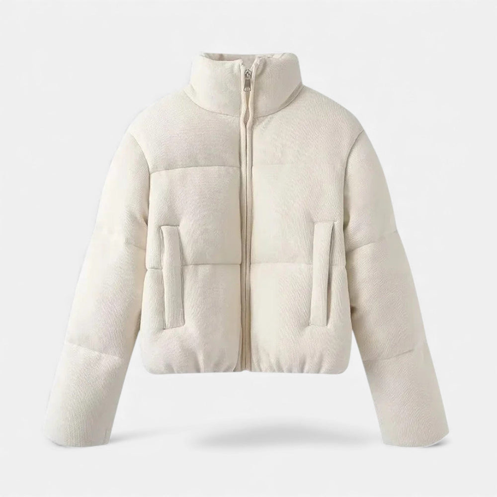 Melina — Moderne kurze gesteppte Winterjacke für Damen mit hohem Kragen, Das Modehaus Luzern