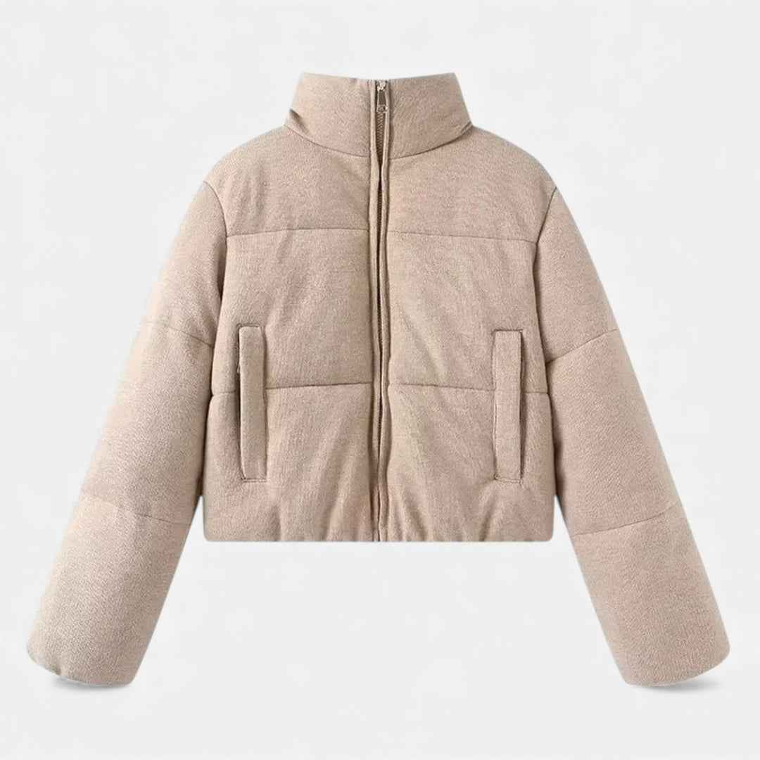 Melina — Moderne kurze gesteppte Winterjacke für Damen mit hohem Kragen, Das Modehaus Luzern