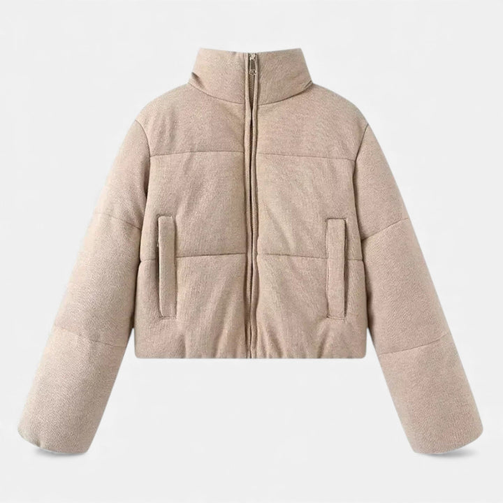 Melina — Moderne kurze gesteppte Winterjacke für Damen mit hohem Kragen, Das Modehaus Luzern