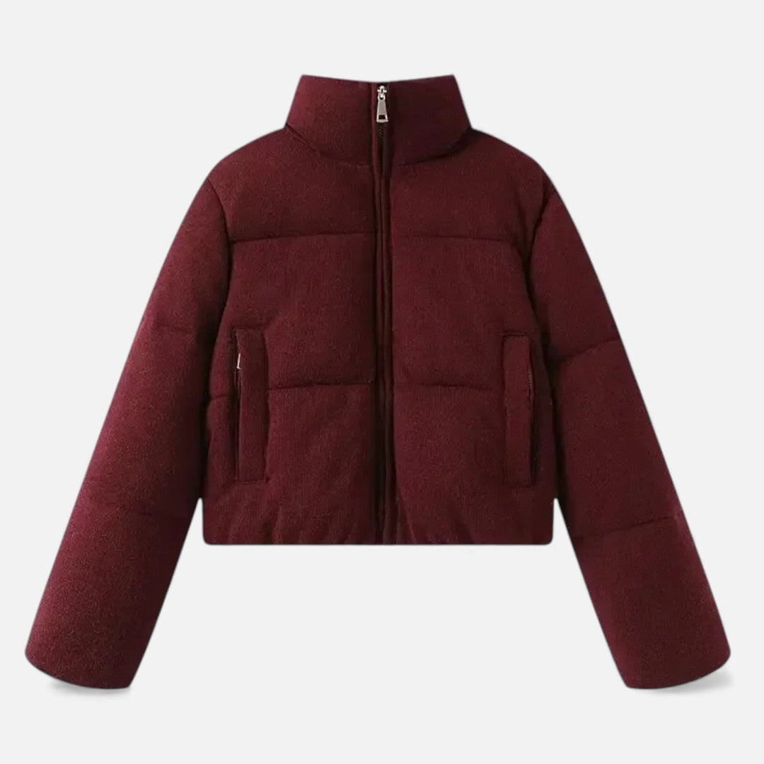 Melina — Moderne kurze gesteppte Winterjacke für Damen mit hohem Kragen, Das Modehaus Luzern