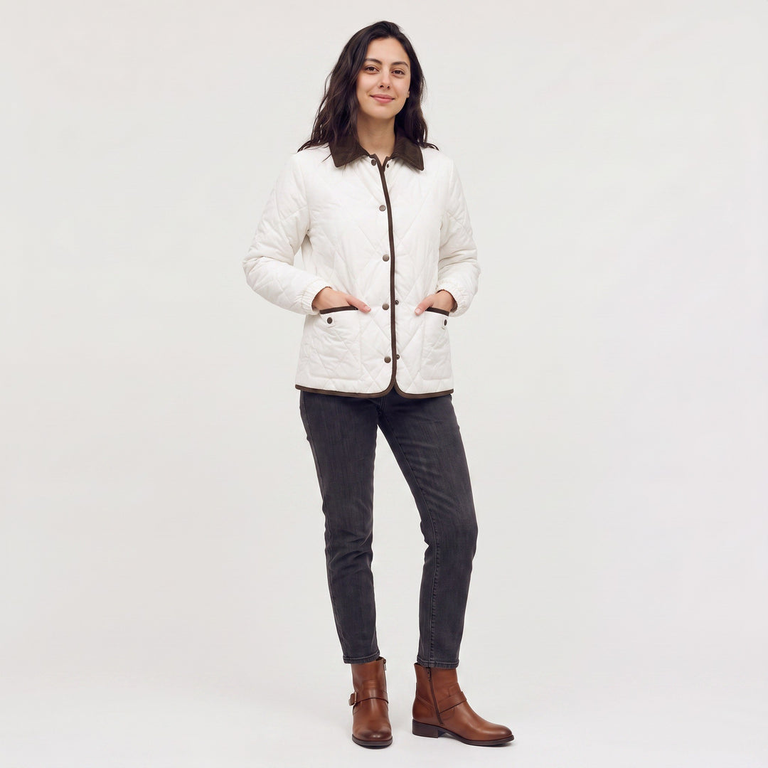 Michelle — Leichte Winterjacke für Damen mit Druckknöpfen und Cord, Das Modehaus Luzern
