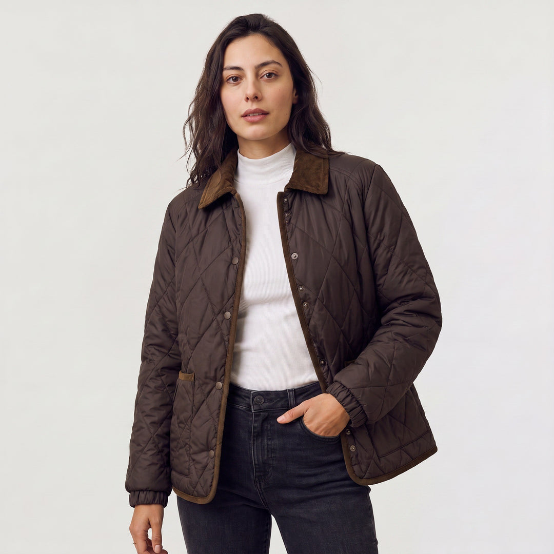 Michelle — Leichte Winterjacke für Damen mit Druckknöpfen und Cord, Das Modehaus Luzern