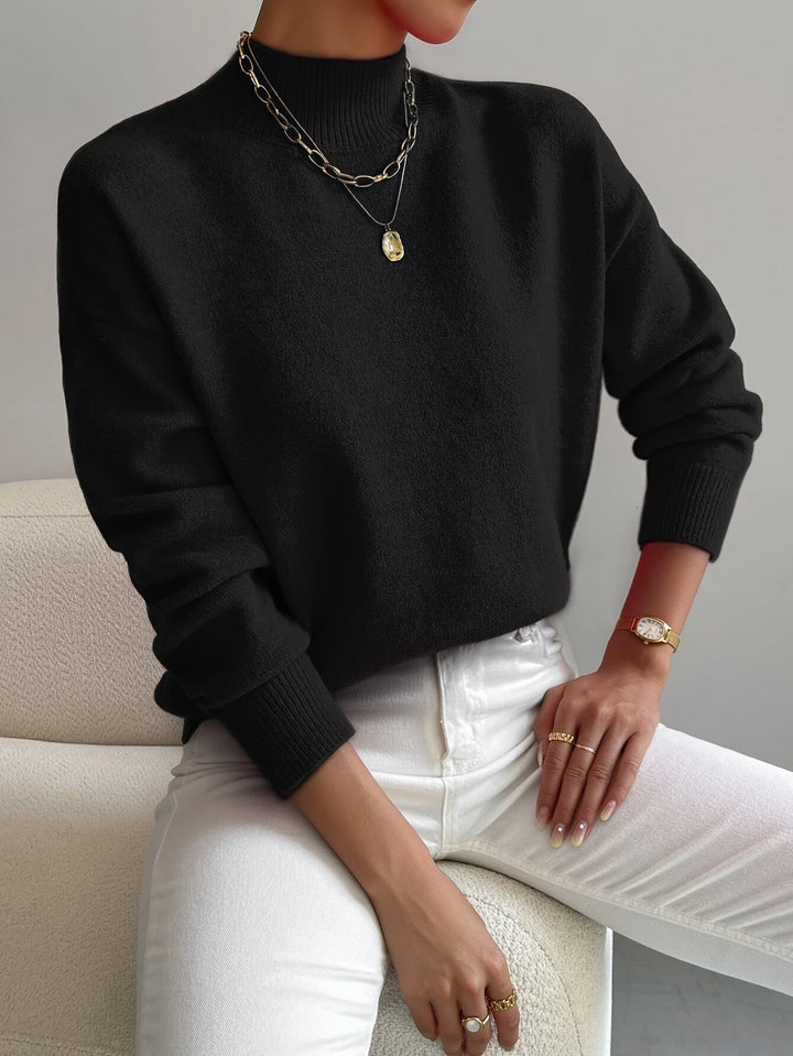 Mirella — Schlichter Strickpullover für Damen mit Stehkragen und Bündchen, Das Modehaus Luzern
