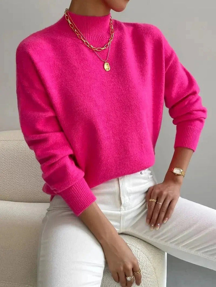 Mirella — Schlichter Strickpullover für Damen mit Stehkragen und Bündchen, Das Modehaus Luzern