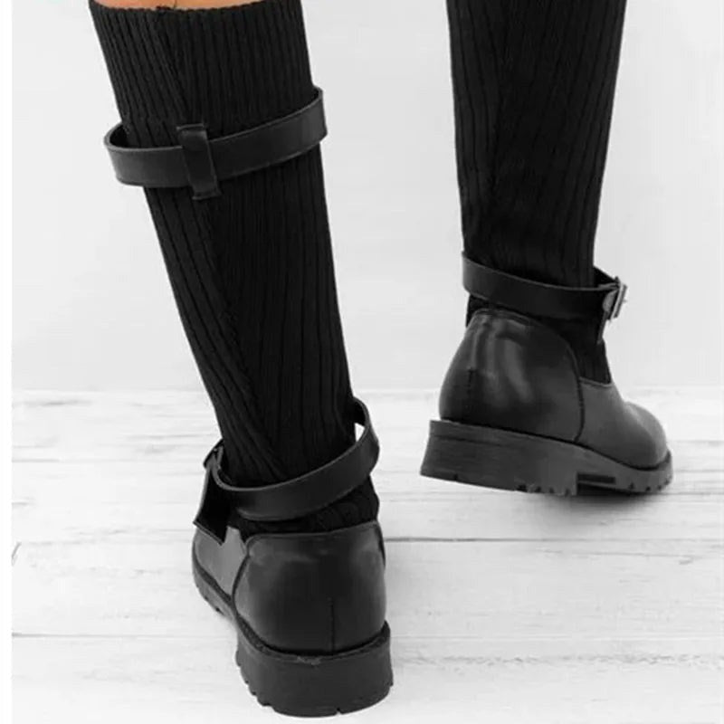Nadja — Warme Winterschuhe für Damen mit Strickschaft und Blockabsatz, Das Modehaus Luzern