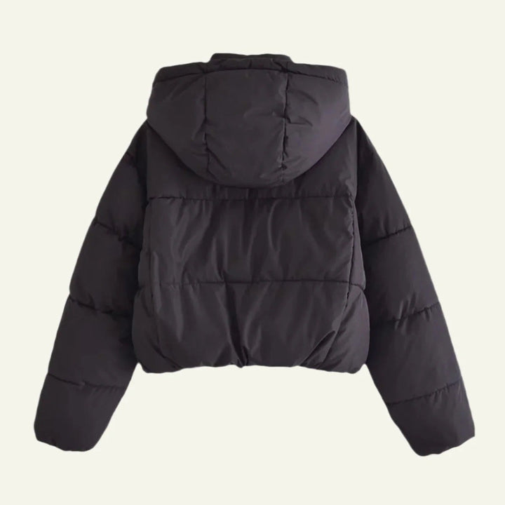 Nathalie — Kastige Daunen-Winterjacke für Damen mit Kapuze und Druckknöpfen, Das Modehaus Luzern