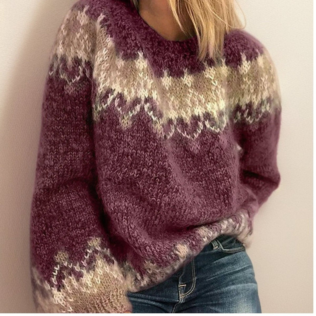 Olivia — Weihnachtspulli für Damen aus Grobstrick mit Norwegermuster, Das Modehaus Luzern
