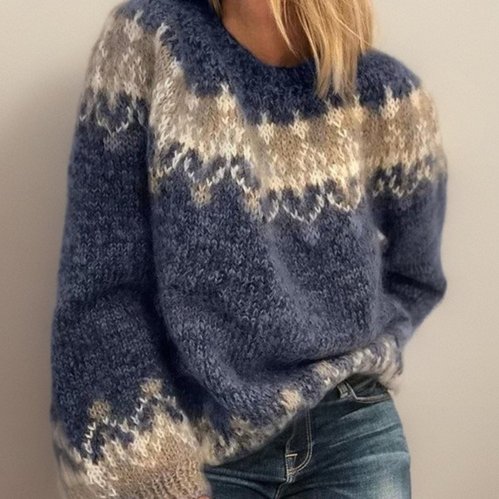 Olivia — Weihnachtspulli für Damen aus Grobstrick mit Norwegermuster, Das Modehaus Luzern
