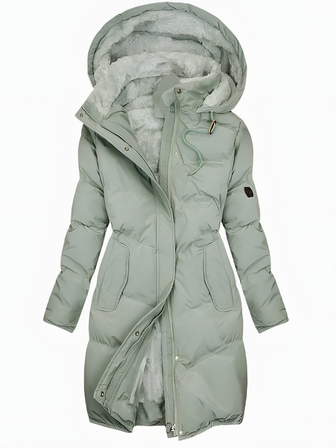 Renata — Langer wattierter Wintermantel mit Kunstfell-Kapuze für Damen, Das Modehaus Luzern