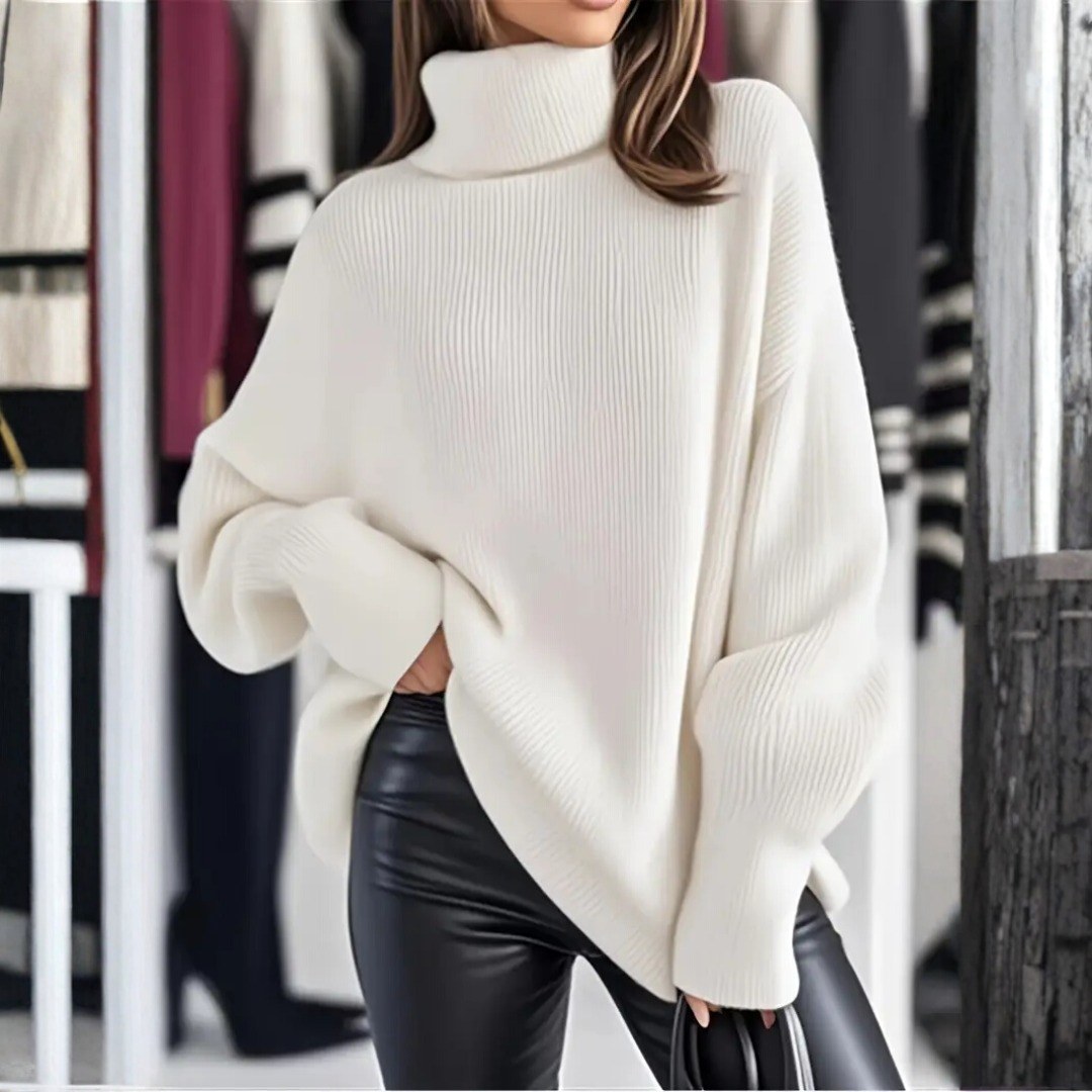 Ruth — Elastischer Oversize Rollkragenpullover für Damen mit weiten Ärmeln, Das Modehaus Luzern