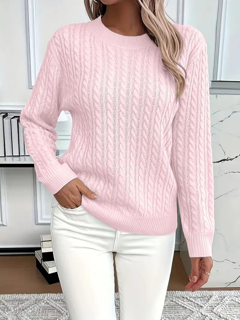 Sabrina — Klassischer Strickpullover für Damen mit Zopfmuster und Bündchen, Das Modehaus Luzern
