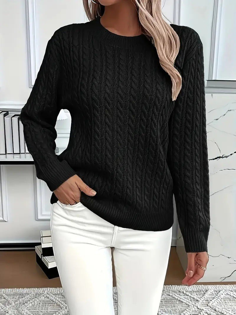 Sabrina — Klassischer Strickpullover für Damen mit Zopfmuster und Bündchen, Das Modehaus Luzern