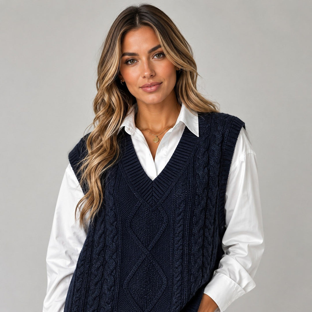 Selma — Weicher ärmelloser Pullunder für Damen aus Rippstrick, Das Modehaus Luzern