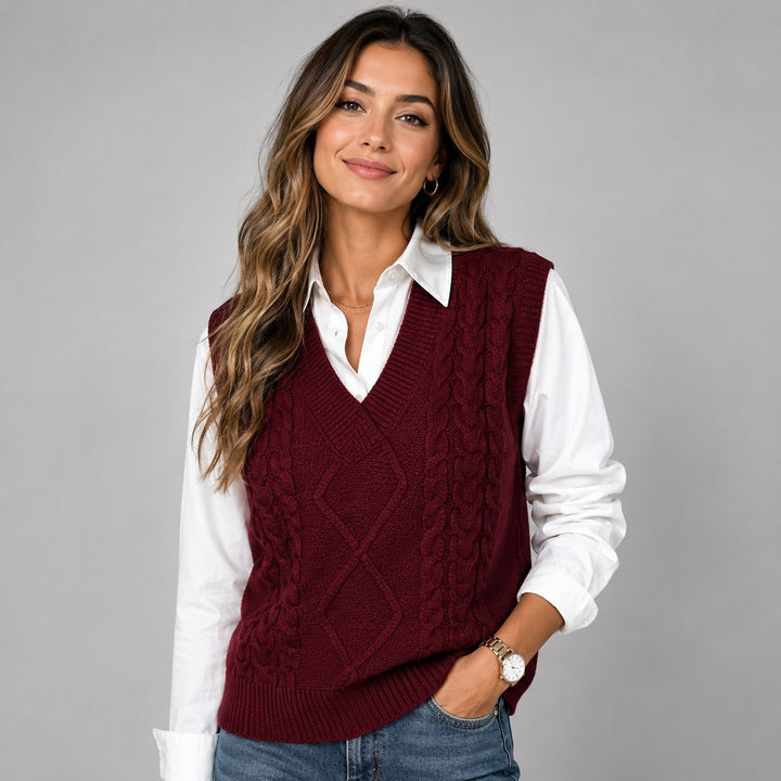 Selma — Weicher ärmelloser Pullunder für Damen aus Rippstrick, Das Modehaus Luzern