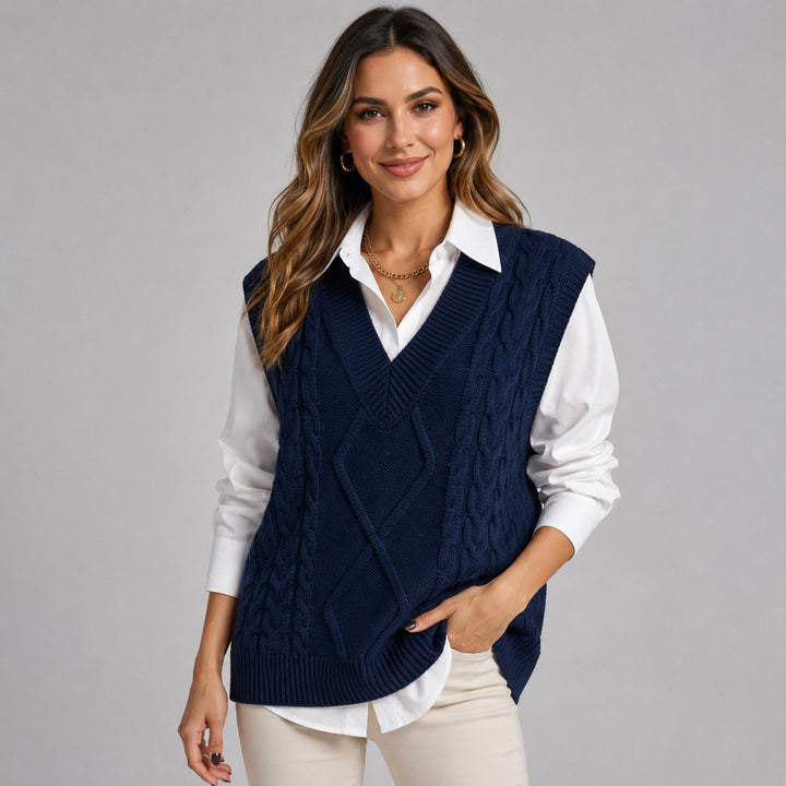 Selma — Weicher ärmelloser Pullunder für Damen aus Rippstrick, Das Modehaus Luzern