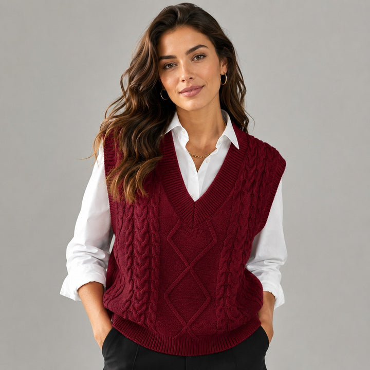 Selma — Weicher ärmelloser Pullunder für Damen aus Rippstrick, Das Modehaus Luzern