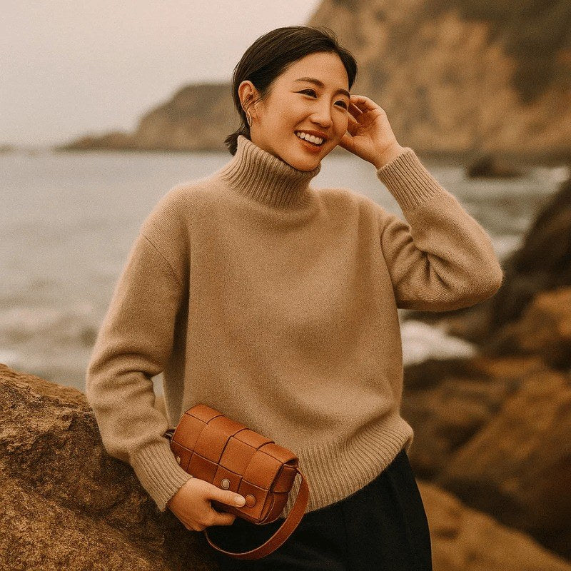 Seraina — Weicher gerippter Oversize Rollkragenpullover für Damen, Das Modehaus Luzern