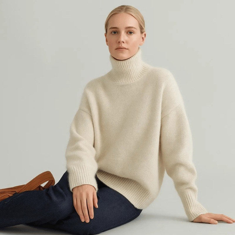 Seraina — Weicher gerippter Oversize Rollkragenpullover für Damen, Das Modehaus Luzern