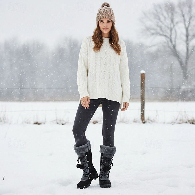 Simone — Warme gefütterte Winterboots für Damen mit Schnürung, Das Modehaus Luzern