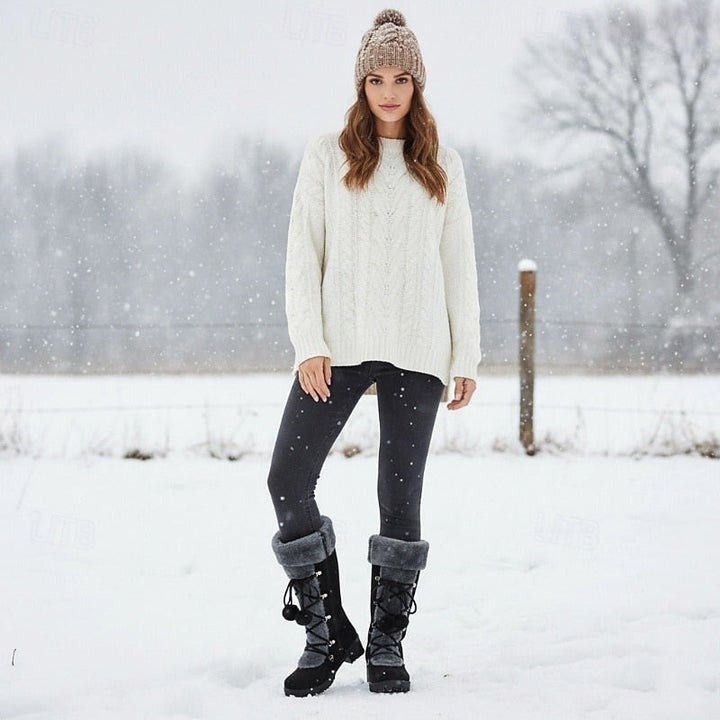 Simone — Warme gefütterte Winterboots für Damen mit Schnürung, Das Modehaus Luzern