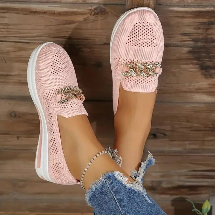 Stella — Bequeme Slip On Sneakers für Damen mit Plateau aus Strick, Das Modehaus Luzern