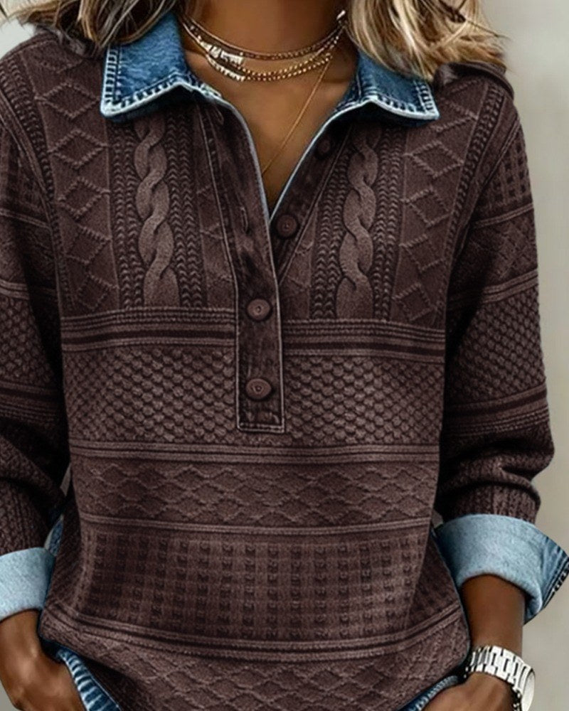 Sylvia — Weicher Polo Pullover mit Kragen und Knopfleiste für Damen, Das Modehaus Luzern