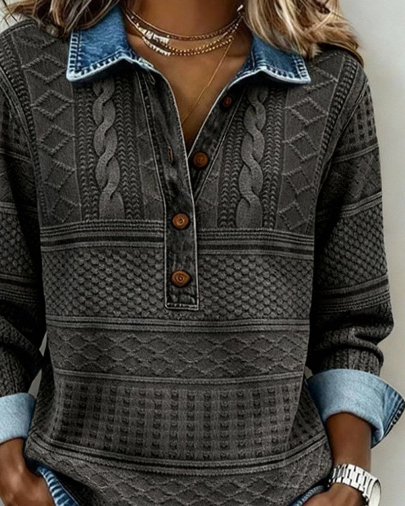 Sylvia — Weicher Polo Pullover mit Kragen und Knopfleiste für Damen, Das Modehaus Luzern