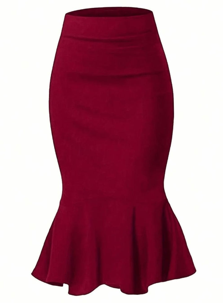 Tanja — Eleganter Midi Bleistiftrock für Damen mit Volant am Saum, Das Modehaus Luzern