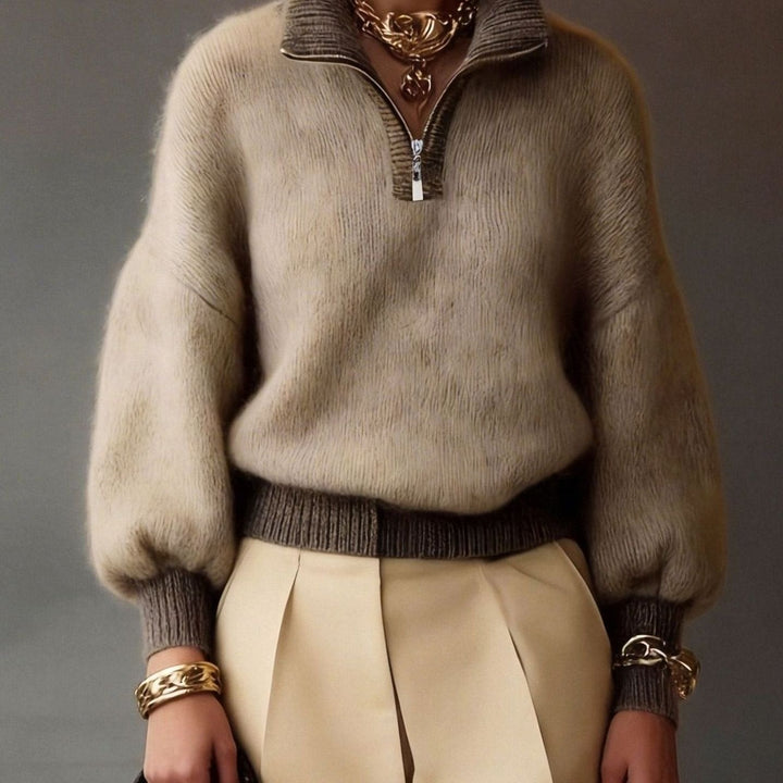 Viola — Weicher Strickpullover für Damen mit Troyer Kragen, Das Modehaus Luzern