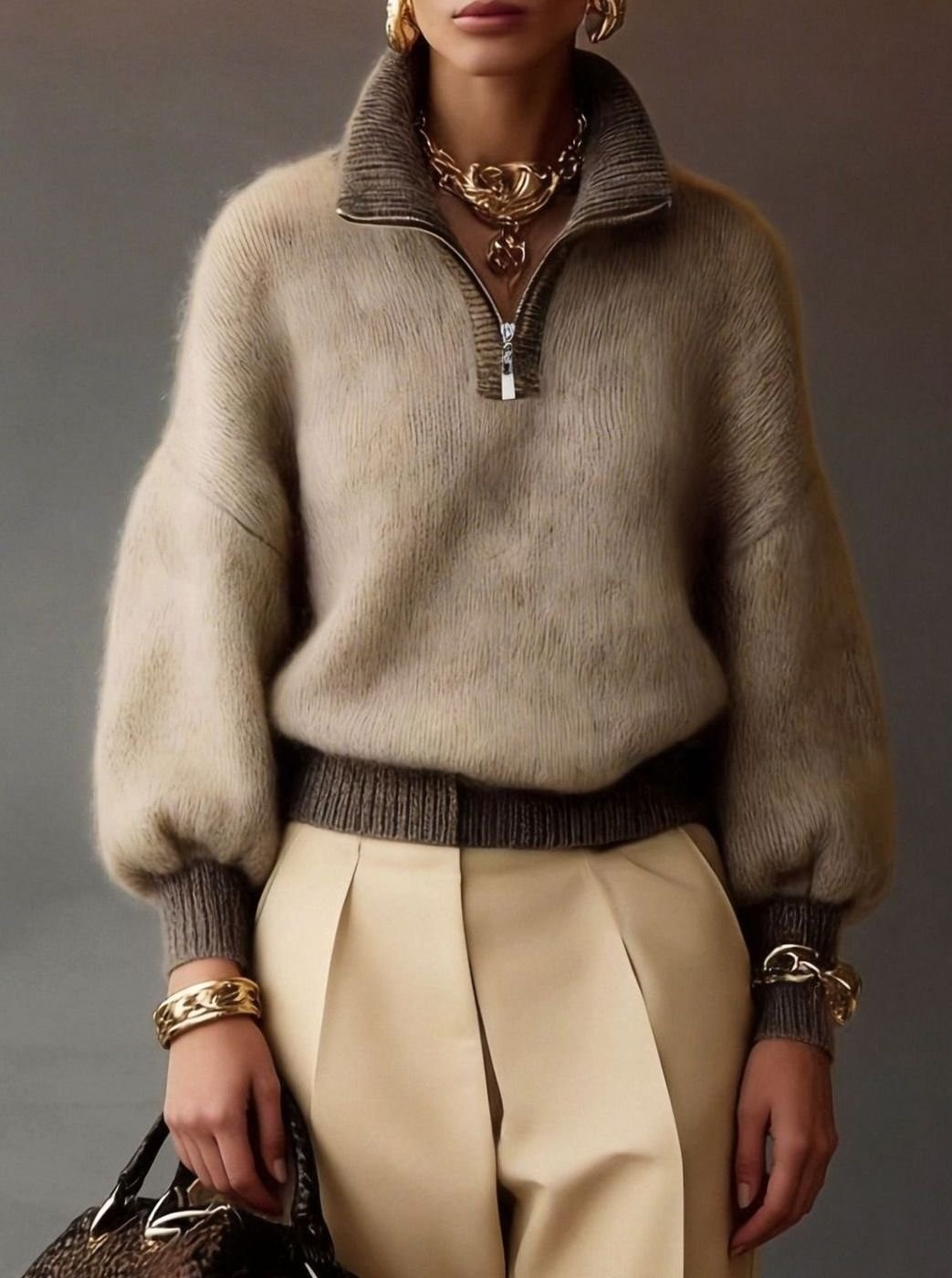Viola — Weicher Strickpullover für Damen mit Troyer Kragen, Das Modehaus Luzern