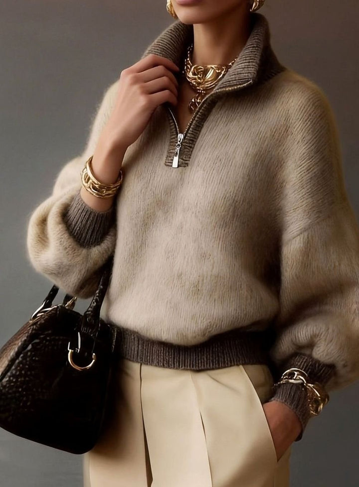 Viola — Weicher Strickpullover für Damen mit Troyer Kragen, Das Modehaus Luzern