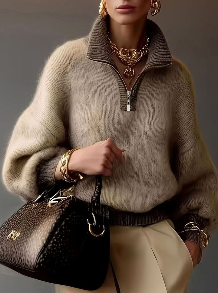 Viola — Weicher Strickpullover für Damen mit Troyer Kragen, Das Modehaus Luzern