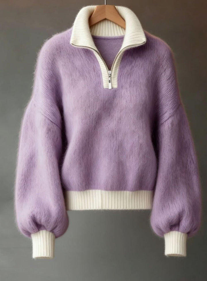 Viola — Weicher Strickpullover für Damen mit Troyer Kragen, Das Modehaus Luzern