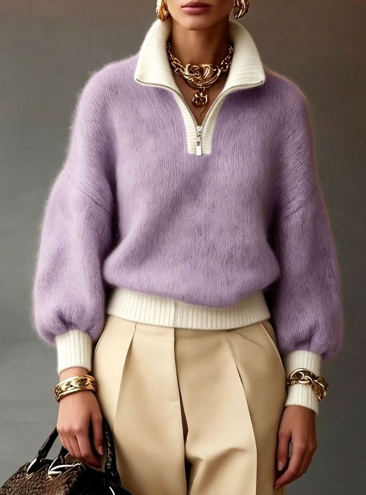 Viola — Weicher Strickpullover für Damen mit Troyer Kragen, Das Modehaus Luzern